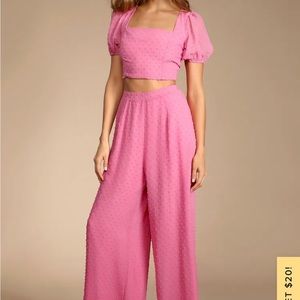 pink Lulu’s polka dot set